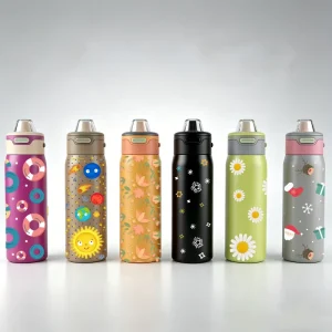 24oz 680ml 304 Stainless Steel Double-Wall Water Bottle with Handle and Straw