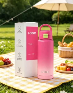 24oz Gradient Stainless Steel Water Bottle, Double-Wall Vacuum-Insulated, Flip Silicone Spout Lid
