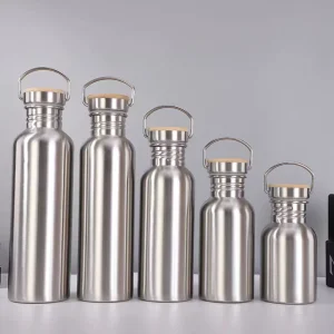 24oz Single Walled Stainless Steel Water Bottle with Metal Lids