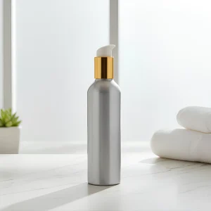 250ml Refillable Aluminum Lotion Pump Bottle with Gold Pump for Skincare and Body Wash