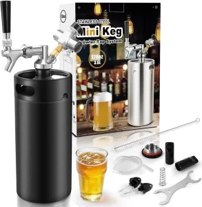 2L 3.6L 5L Tap System Pressurized Stainless Mini Keg Black Portable Home Dispenser System to Keep Fresh Carbonation for Draft