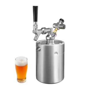 2L (64OZ) Mini Keg Growler Portable Draft Beer Dispenser System Keep Fresh and Carbonation for Draft Homebrew and Craft Beer