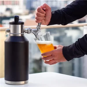 2L Double Wall Vacuum Pressurized CO2 Growler Dispenser Tap for Beer Growlers