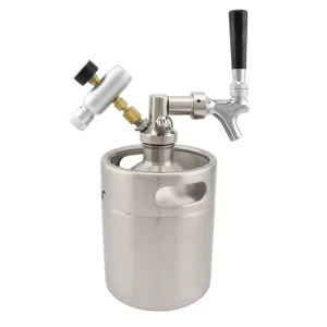 2L Portable Draft Beer Keg System with CO2 Regulator Stainless Steel Mini Keg Growler Dispenser with Spear Tap