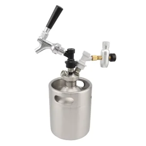 2L Stainless Steel Mini Keg Beer Growler with Spear Ball Lock Connector CO2 Regulator and Tap