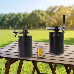 2L Stainless Steel Portable Mini Beer Keg Dispenser with Refrigeration Ready for Picnics and Home Use