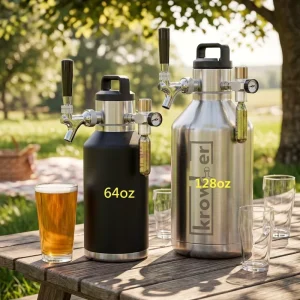 2L Stainless Steel Pressurized Mini Keg Dispenser with Tap Wide-Mouth Cocktail Growler Beverage System