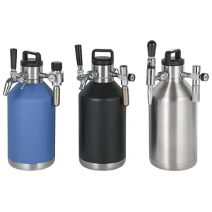 2L Wide Mouth Stainless Steel Pressurized Growler Keg with Tap for Home Brewing