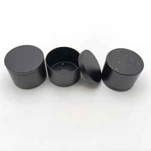 2oz 4oz 8oz Empty Custom Luxury Black Round Metal Tin Cans Gold Tin Candle Jars Containers With Lid
