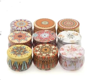 2oz 4oz 8oz Seamless Round Tinplate Cans Vintage Christmas Gift Decoration Metal Candle Tin Luxury Jewlery Box
