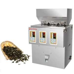3 Head Automatic Multi Function Tea & Food Filling and Labeling Machine with Paper Cases Film Foil Packaging for Bags Pouches