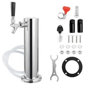 3-Inch Flange Single-Tap Stainless Steel Draft Beer Tower for Countertop and Kegerator
