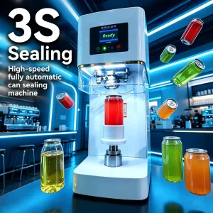 3-Second Can Sealing Machine for Coffee, Beverages, and Soda with Adjustable Height and Diameter