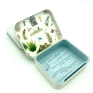 3.1-Inch Rectangular Airtight Child-Proof Hinged Metal Tin Box for Gummies