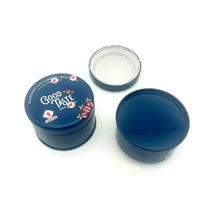 3.35-Inch Diameter x 3-Inch Round Child-Proof Tin Can with Plastic Holder for Gummies