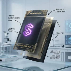 3.5g and 27g Resealable Mylar Bags with Aluminum Foil Interior, Moisture-Proof Ziplock, UV Hot Stamping, and Custom Logo