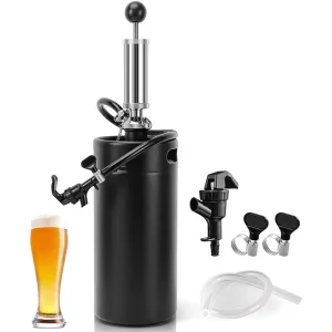 3.6L Mini Keg with 4-Inch Beer Party Pump and Black Beer Faucet Homebrew Beer Dispenser Kit