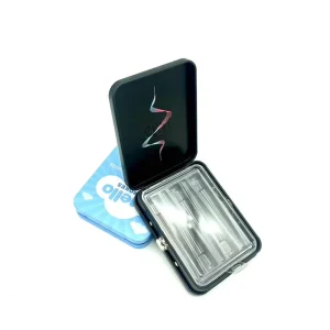 3.86-Inch Rectangular Hinged Tin Box with Child-Resistant Buttons for Gummies