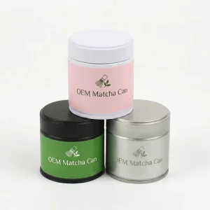 30 ~ 50 Gram Custom Matcha Tin Can Empty Metal Round Matcha Tin Box