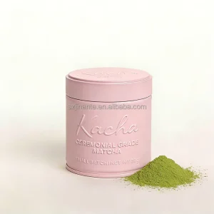30-50g Airtight Round Matcha Powder Tin Can Food Safe Self Seal Metal Container With Custom Logo and Screw Lid