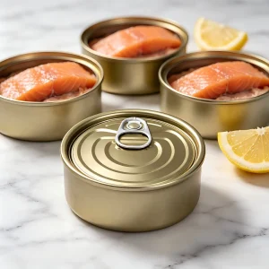 300# 72.9 mm Aluminum Paste Chrome Easy Open Can Lid Anti corrosion Can Covers for Salmon Cans