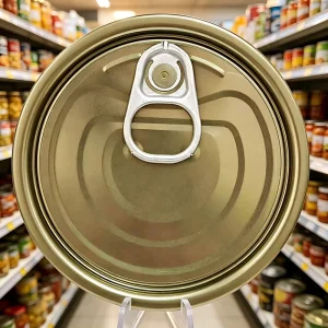 300# 72.9 mm TFS Chrome Aluminum Paste Gold Easy Open Can Cap Metal Can Tops for Meat Packaging
