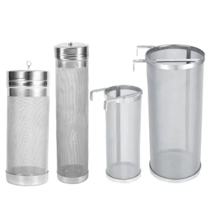 300 Micron Mesh Stainless Steel Cylinder Mesh Bucket Strainer Beer Dry Hopper Filter for Home Beer Brewing