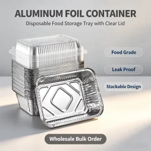 300ml 750ml 1000ml 6 by 4 Inches Oem Logo Rectangular BBQ Dishes Silver Small Big Foil Tray Aluminum Foil Containers with Lids