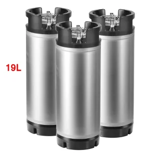 304 Stainless Steel Ball Lock Cornelius Style Beer Keg, 10L or 19L, with Rubber Handle