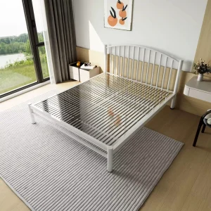 304 Stainless Steel Double Bed Frame Modern Minimalist Single Bed Durable Non Ferrous Steel Construction for Hotel School Use