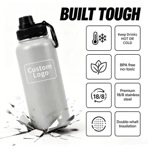 304 Stainless Steel Double-Wall Insulated Reusable Water Bottle