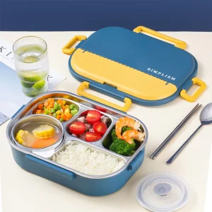 304 Stainless Steel Lunch Boxes Rectangular Multi-compartment Heating Lunch Boxes and Bento Boxes