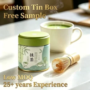 30g and 40g Colorful Round Food-Grade Tinplate Matcha Storage Can with Custom Logo Engraving