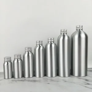 30ml 500ml Empty Aluminum Cosmetic Bottles with Screw Cap for Essential Oil & Lotion Custom Logo Screen Printed