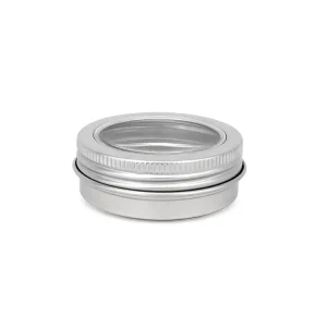 30ml Silver Round Aluminum Jar with Clear Window Lid for Candle Storage