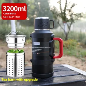 3200ml Large Volume Thermos Water Bottle Stainless Steel Long Keep Warm Hours Insulated Bottle with Cup Lid