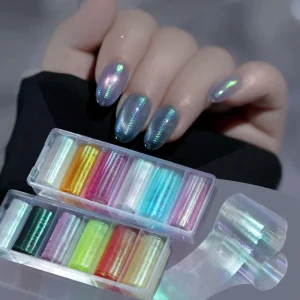 3D Multicolored Fish Scale Nail Transfer Foils Metal Paper Roll Set for Nail Art Foil Polish Sticker