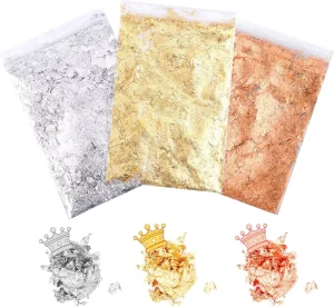 3g/set Copper Silver Gold Foil Flakes for Metal Craft, Resin, Nails, Decoration, and Art