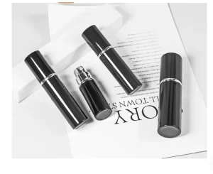 3ml 5ml 7ml & 10ml Black Refillable Aluminum Perfume Atomizer Spray Bottle with Gold or Silver Pump