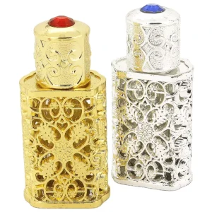 3ml Empty Refillable Bahrain Style Enameled Metal and Glass Perfume Bottle