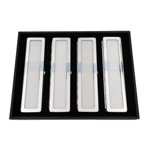 4 Place Long Metal Box Set with Display Tray for Gemstone Showcase Rectangular Metal Box Tray Set