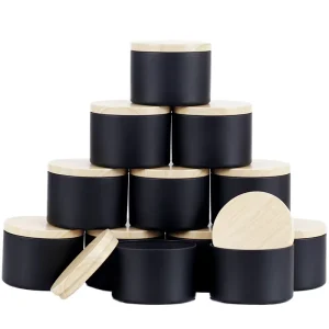 4 oz and 8 oz Rose Gold Metal Candle Tin with Paper Lid and Wood Grain Finish