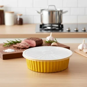 4000/5000ml Eco-Friendly Round Disposable Sealable Aluminum Foil Containers for Baking and Pizza