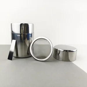 400ML SS304 Stainless Steel Tin Canister with Inner Sieve for Matcha Powder and Food Storage