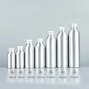 40ml 50ml 100ml 120ml 150ml 200ml 250ml Aluminum Water Bottles Cosmetic Silver Aluminum Bottle With Screw Lid