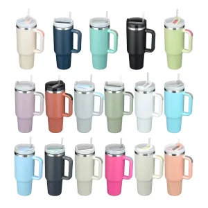 40oz 304 Stainless Steel Tumbler with Large Handle, Double-Wall Vacuum Insulated, Powder-Coated