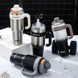 40oz Double-Wall Vacuum Insulated Tumbler with Straw, Lid and Handle