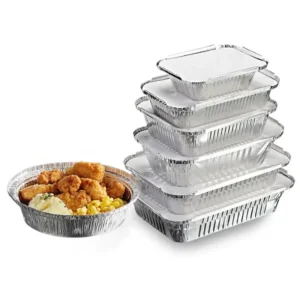 450ml Rectangular Disposable Food Grade Aluminum Foil Container with Paper Lids