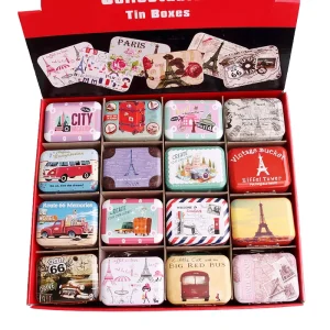5.5×3.6×2.2cm Small Empty Recycled Tinplate Suitcase-Shaped Box for Food Storage, Gifts, and Jewelry