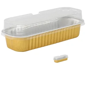 50-Piece Disposable Aluminum Foil Baking Cups with PET Lids, 6.8oz Mini Rectangular, Food Grade and Oven-Safe